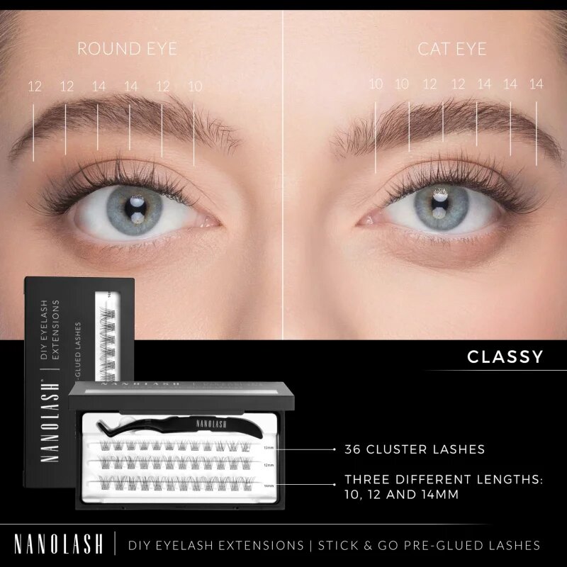 Nanolash DIY Eyelash Extensions szempilla-hosszabbító szett otthoni használatra Classy 36 db