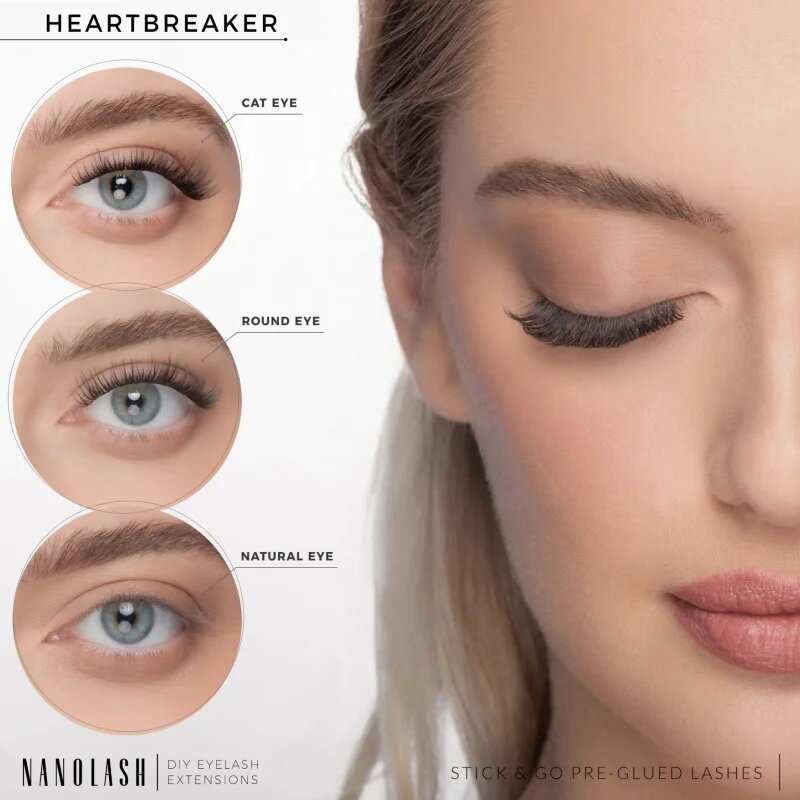 Nanolash DIY Eyelash Extensions szempilla-hosszabbító szett otthoni használatra Heartbreaker 36 db