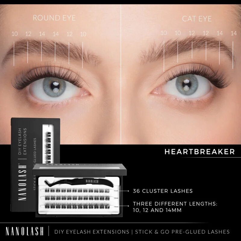 Nanolash DIY Eyelash Extensions szempilla-hosszabbító szett otthoni használatra Heartbreaker 36 db