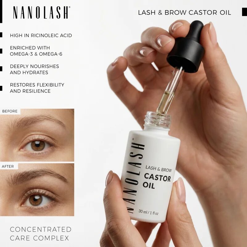 Nanolash Lash & Brow Castor Oil hidegen sajtolt ricinus olaj Szempillákra és szemöldökre 30 ml