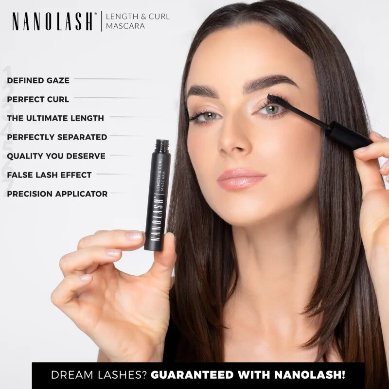 Nanolash Length&Curl Mascara hosszabbító göndörítő és dúsító szempillaspirál 10 ml