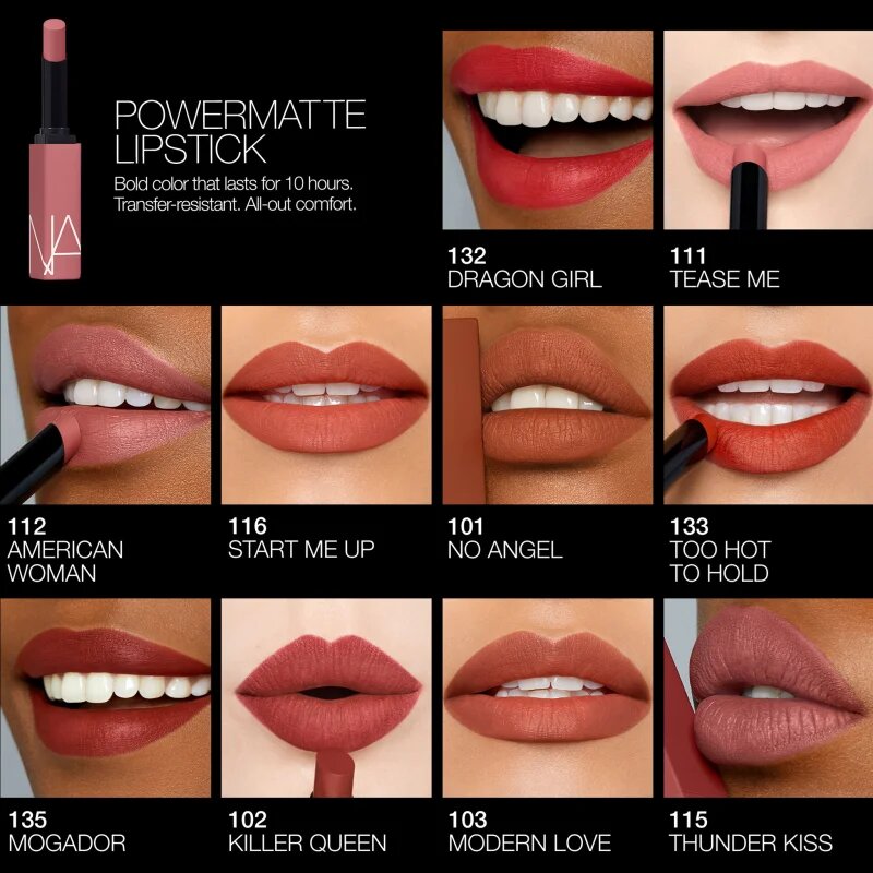 Nars Powermatte Lipstick Ultra matt hosszantrató rúzs árnyalat NO SATISFACTION 15 g