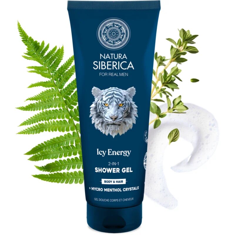 Natura Siberica Arctic Wild Icy Energy tusfürdő gél és sampon 2 in 1 uraknak 200 ml