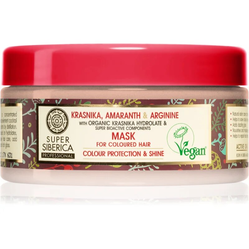 Natura Siberica Krasnika Amaranth & Arginine ápoló maszk festett hajra 300 ml