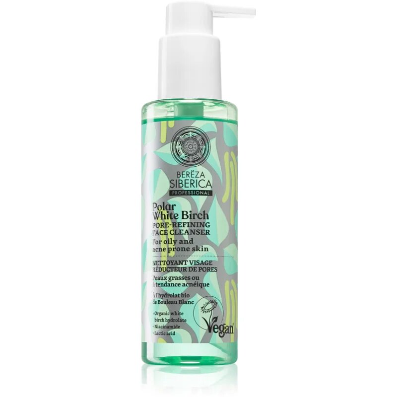 Natura Siberica Polar White Birch tisztító gél a pórusok összehúzására 145 ml