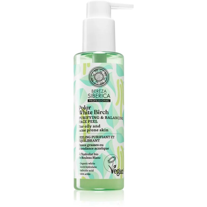 Natura Siberica Polar White Birch tisztító peelinges gél zsíros és problémás bőrre 145 ml