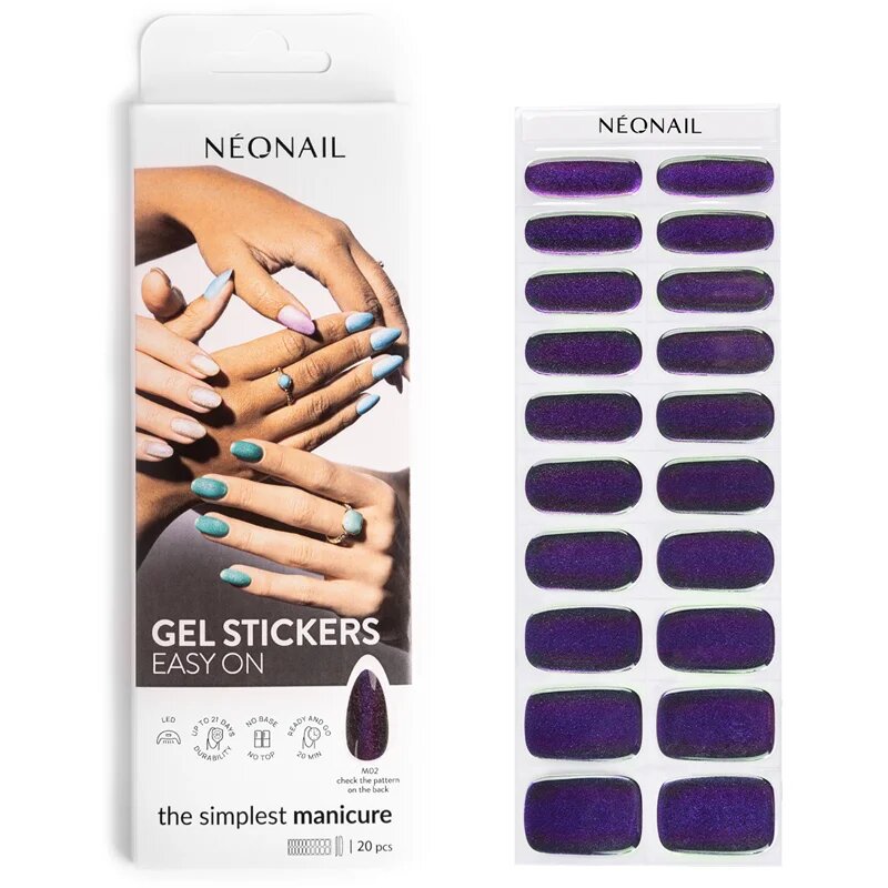 NeoNail Easy On Gel Stickers körömmatrica UV-/LED-lámpa használatával árnyalat M02 20 db
