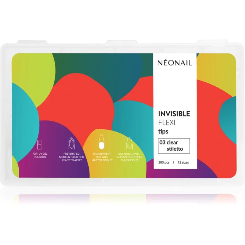 NeoNail Flexi Tips Invisible műköröm típus 03 Clear Stiletto 300 db