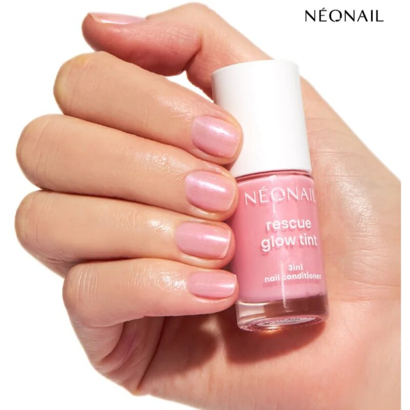 NeoNail Rescue Glow Tint 3in1 Nail Conditioner ápoló körömlakk árnyalat Glitter Rose 7.2 ml