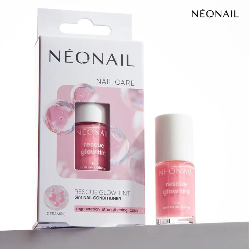 NeoNail Rescue Glow Tint 3in1 Nail Conditioner ápoló körömlakk árnyalat Glitter Rose 7.2 ml