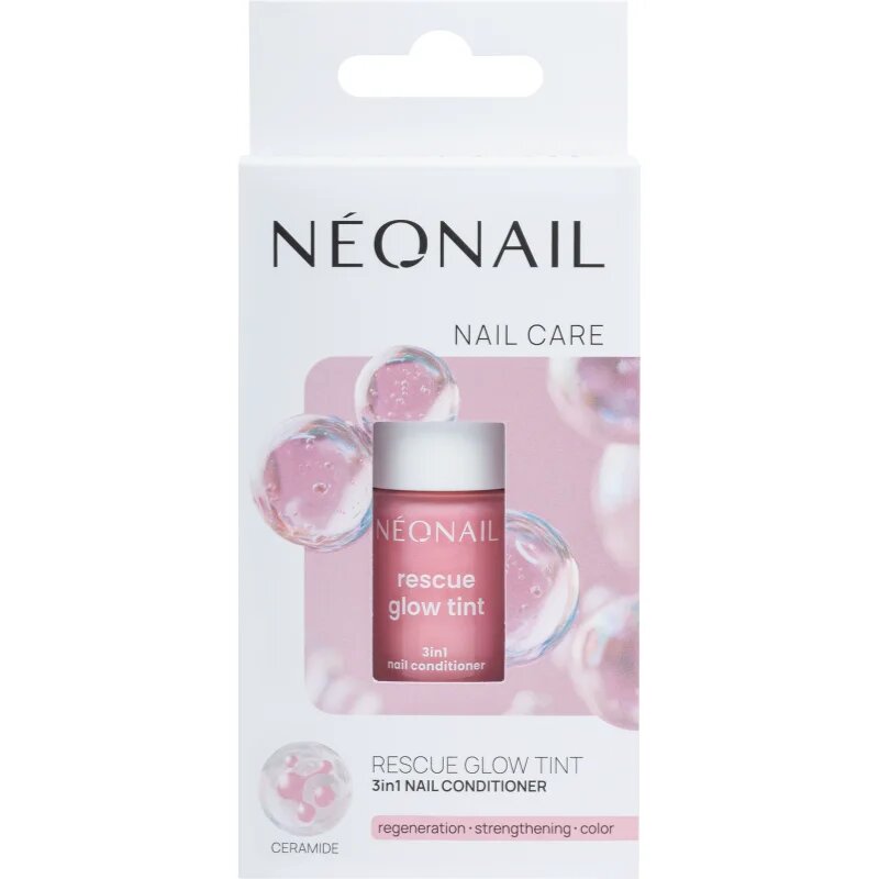 NeoNail Rescue Glow Tint 3in1 Nail Conditioner ápoló körömlakk árnyalat Glitter Rose 7.2 ml