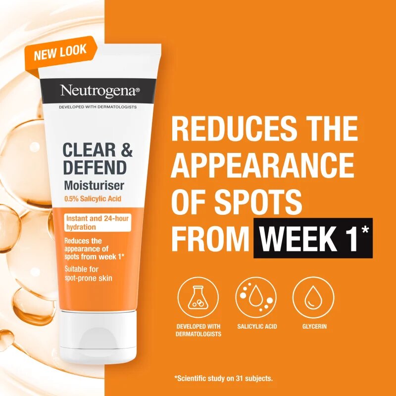 Neutrogena Clear & Defend 0.5% Salicylic Acid hidratáló krém nem tartalmaz olajat 50 ml