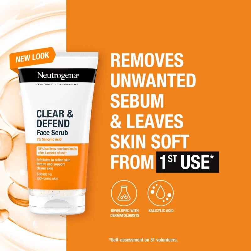 Neutrogena Clear & Defend peeling szalicilsavval 150 ml