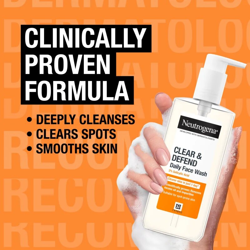 Neutrogena Clear & Defend tisztító gél 2% szalicilsavval 200 ml