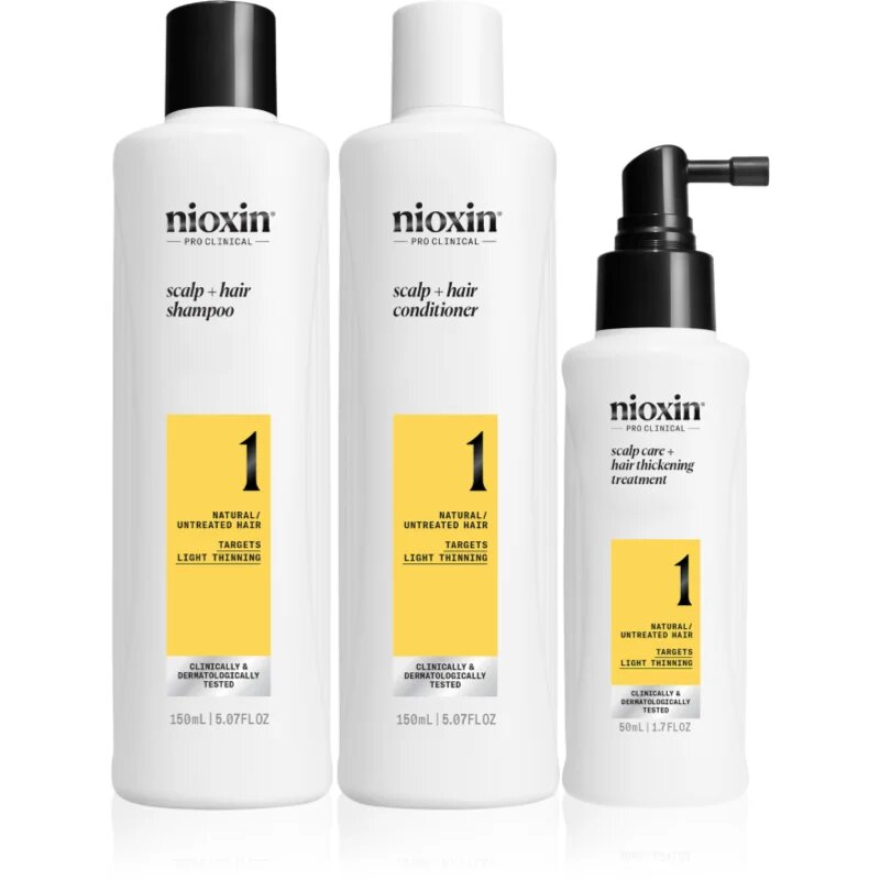 Nioxin System 1 ajándékszett vékony szálú hullásra hajlamos hajra 3 db
