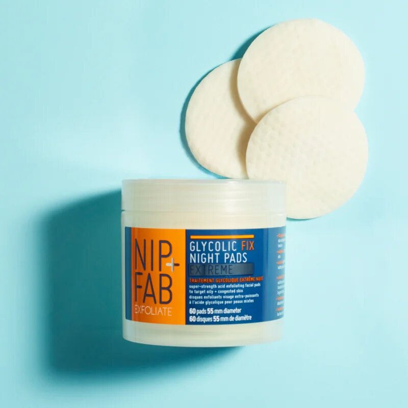 NIP+FAB Glycolic Fix Extreme tisztító vattakorong éjszakára 60 db