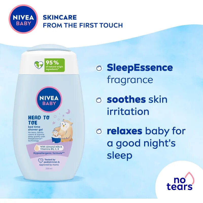 Nivea BABY Bed Time tusfürdő gél testre és hajra 200 ml