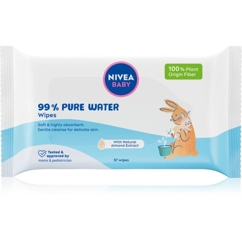Nivea BABY Pure Water frissítő nedves törlőkendők 57 db