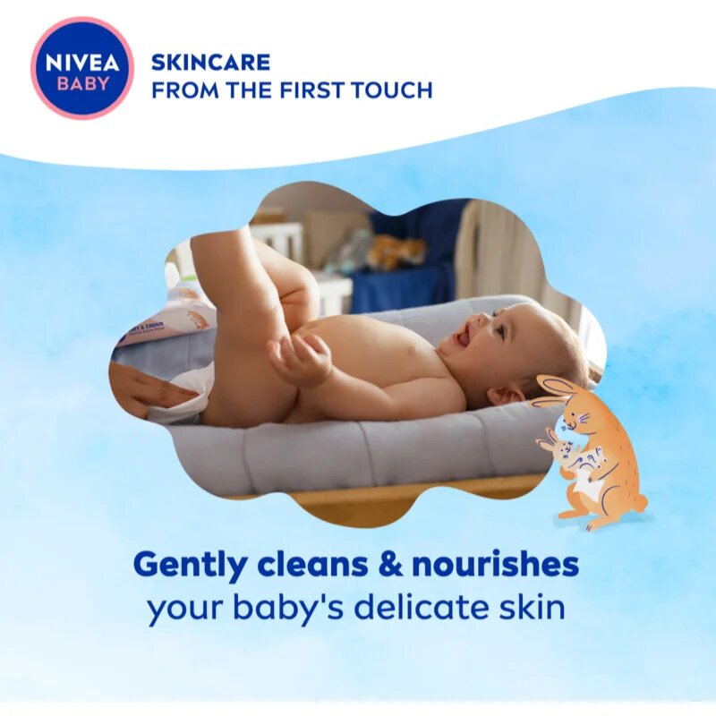 Nivea BABY Pure Water frissítő nedves törlőkendők 57 db