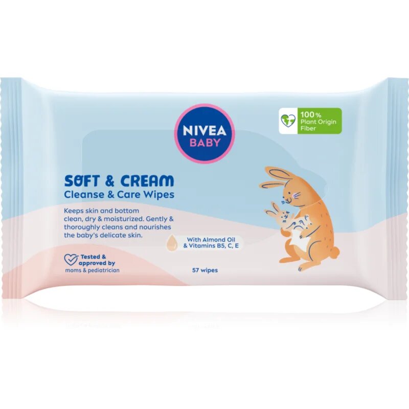 Nivea BABY Soft & Cream tisztító törlőkendő 57 db