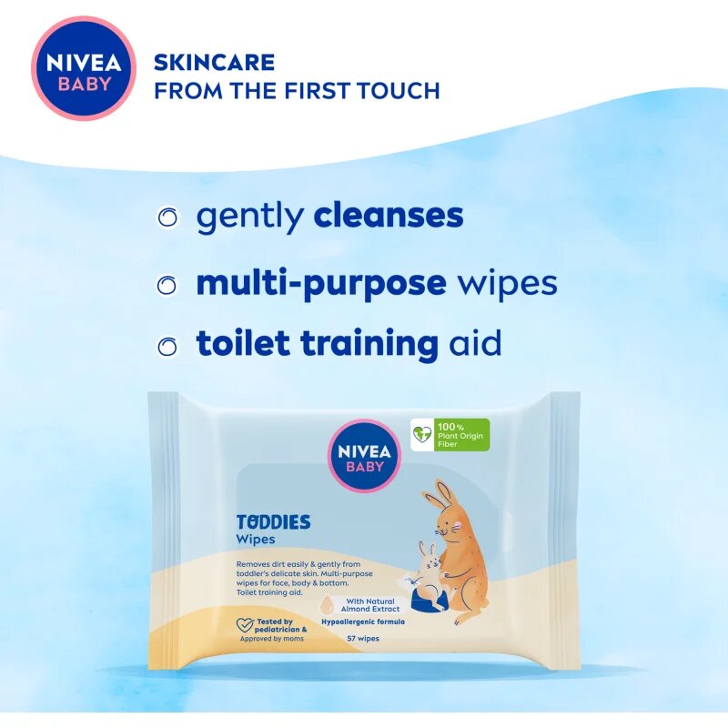 Nivea BABY Toddies nedves törlőkendők gyermekeknek 57 db