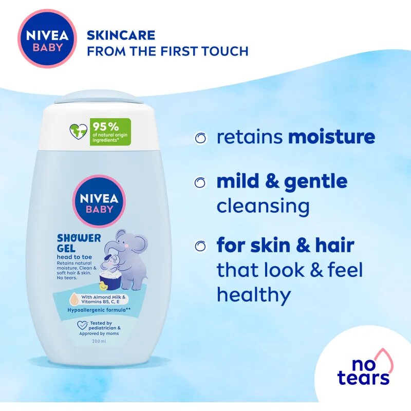 Nivea BABY tusfürdő gél testre és hajra 200 ml