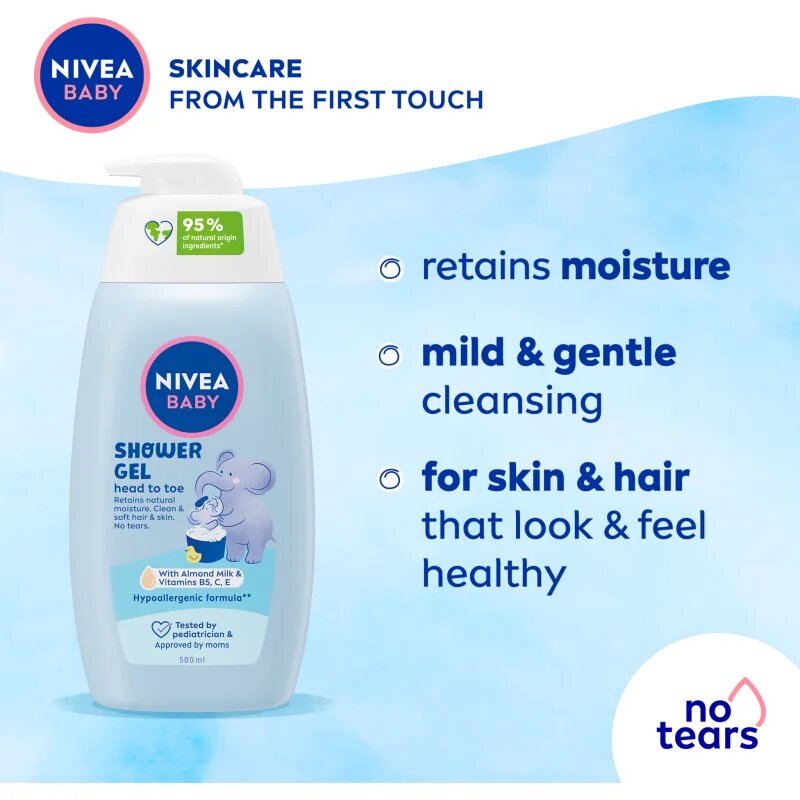 Nivea BABY tusfürdő gél testre és hajra 500 ml