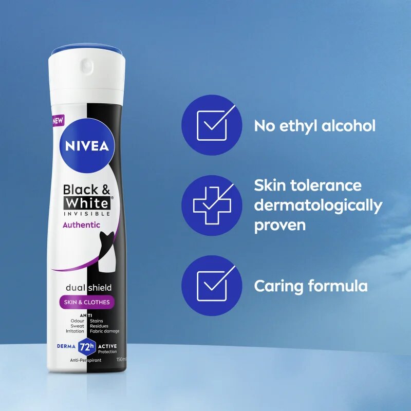 Nivea Black & White Authentic izzadásgátló spray 72 óra 150 ml