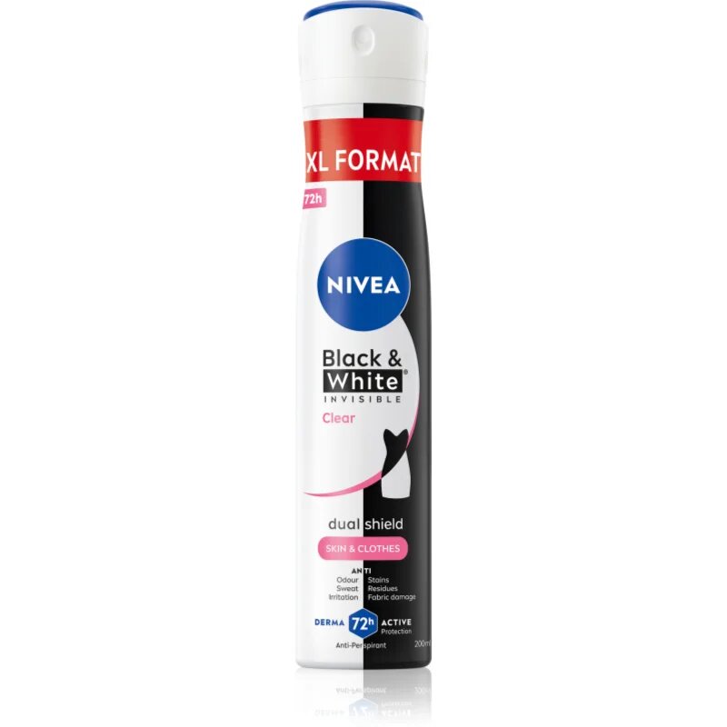 Nivea Black & White Invisible Clear izzadásgátló spray hölgyeknek 200 ml