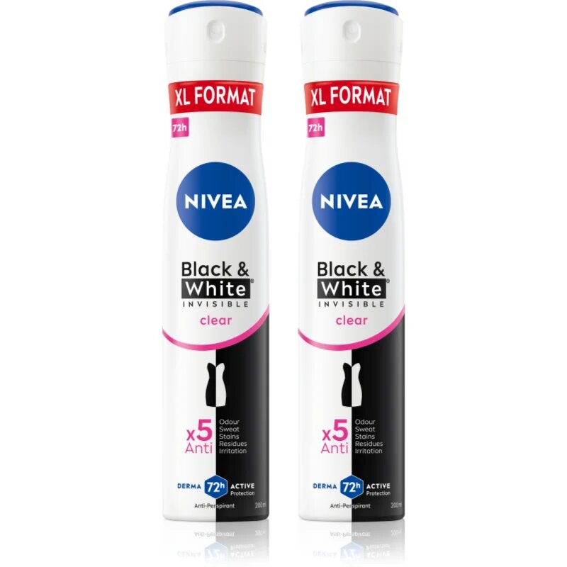 Nivea Black & White Invisible Clear izzadásgátló spray takarékos kiszerelés
