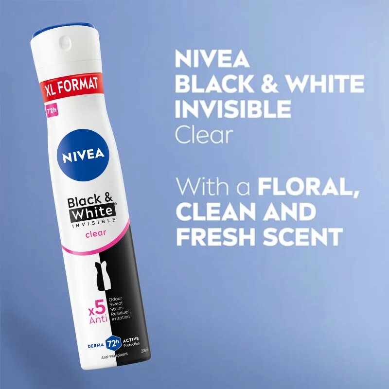Nivea Black & White Invisible Clear izzadásgátló spray takarékos kiszerelés