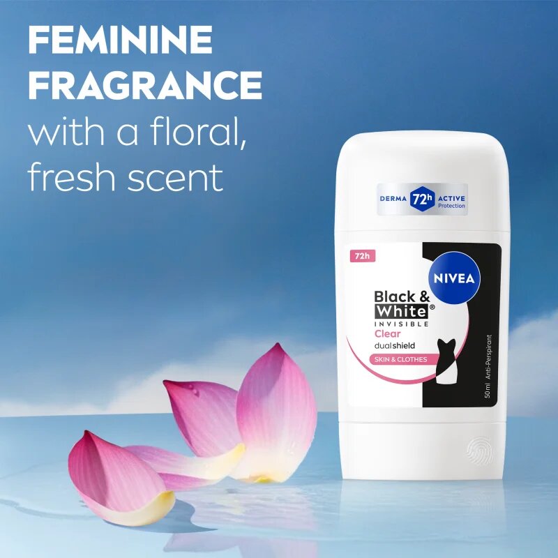 Nivea Black & White Invisible Clear izzadásgátló stift 50 ml
