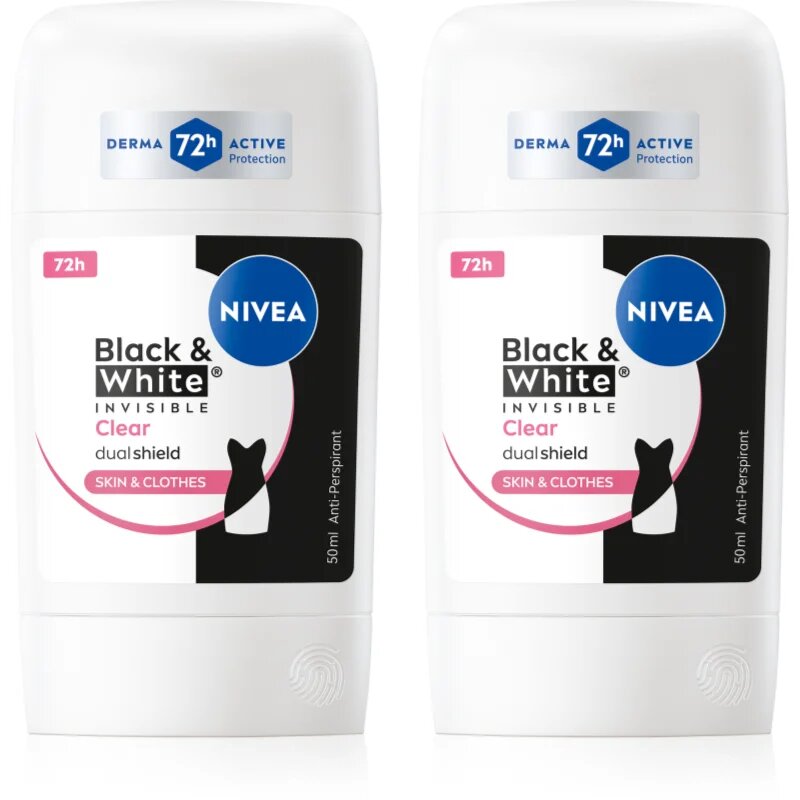 Nivea Black & White Invisible Clear izzadásgátló stift takarékos kiszerelés