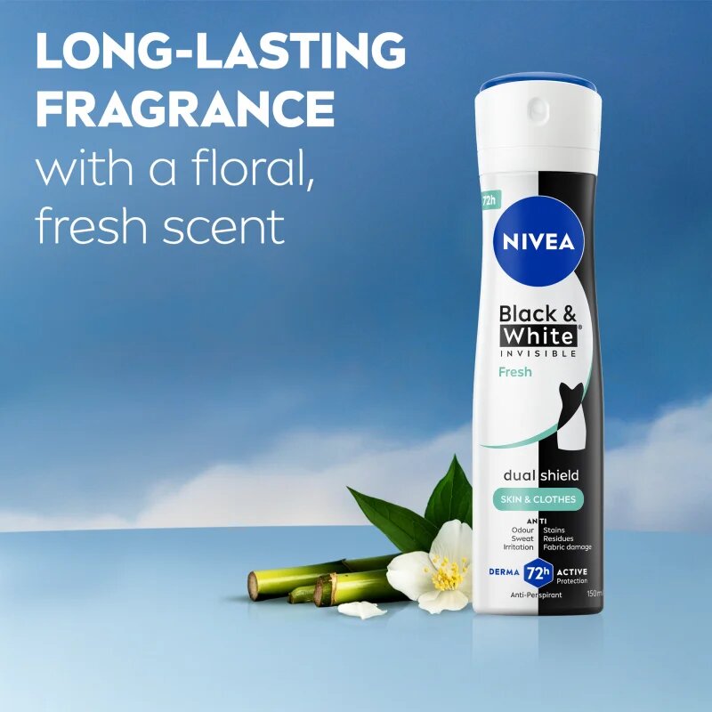 Nivea Black & White Invisible Fresh izzadásgátló spray hölgyeknek 200 ml