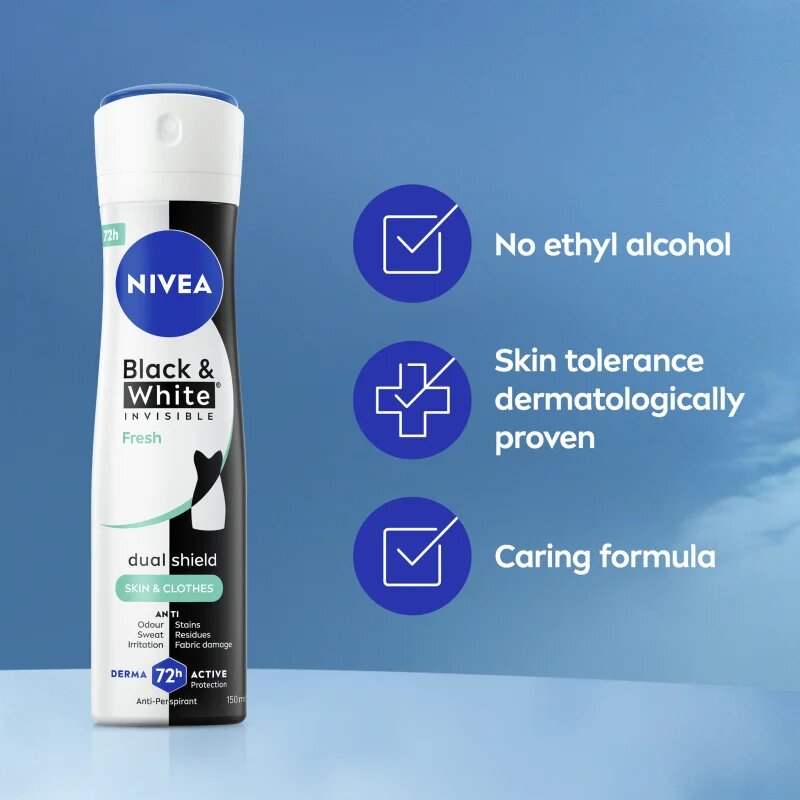 Nivea Black & White Invisible Fresh izzadásgátló spray hölgyeknek 200 ml