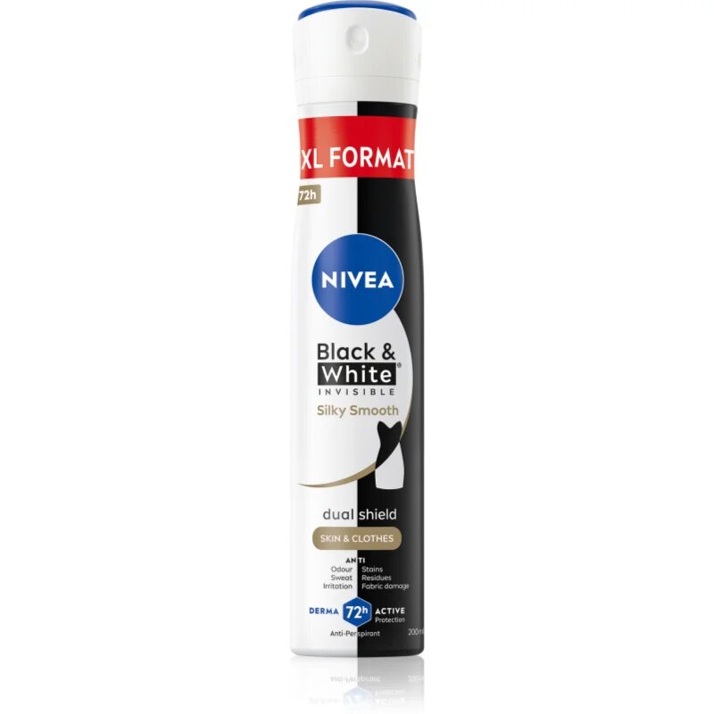 Nivea Black & White Invisible Silky Smooth izzadásgátló spray hölgyeknek 200 ml