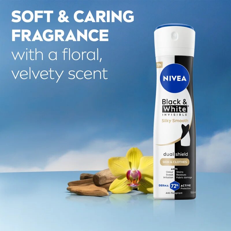 Nivea Black & White Invisible Silky Smooth izzadásgátló spray hölgyeknek 200 ml