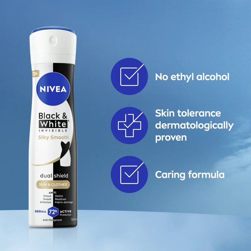 Nivea Black & White Invisible Silky Smooth izzadásgátló spray hölgyeknek 200 ml