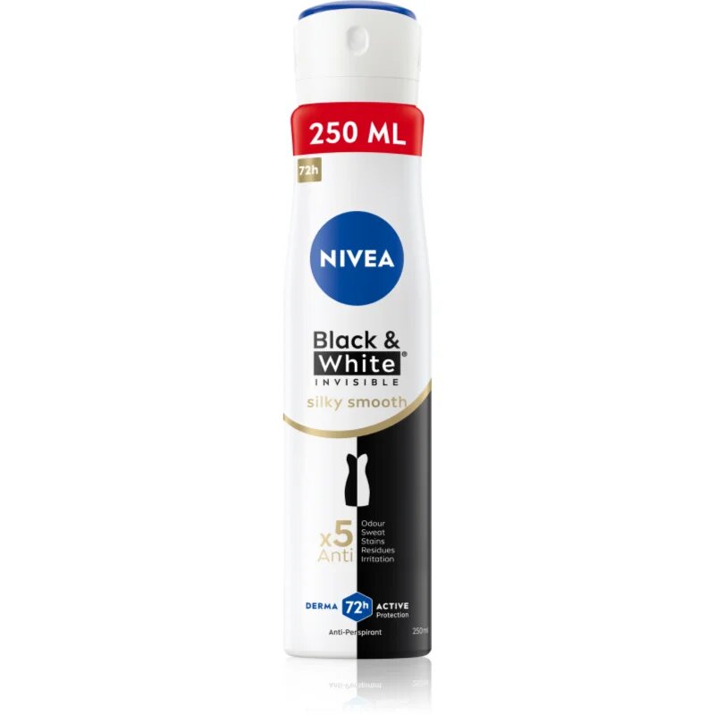 Nivea Black & White Invisible Silky Smooth izzadásgátló spray hölgyeknek 250 ml