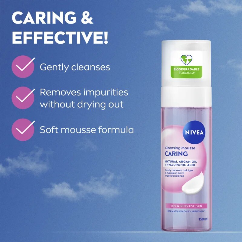 Nivea Caring arctisztító hab száraz és érzékeny bőrre 150 ml