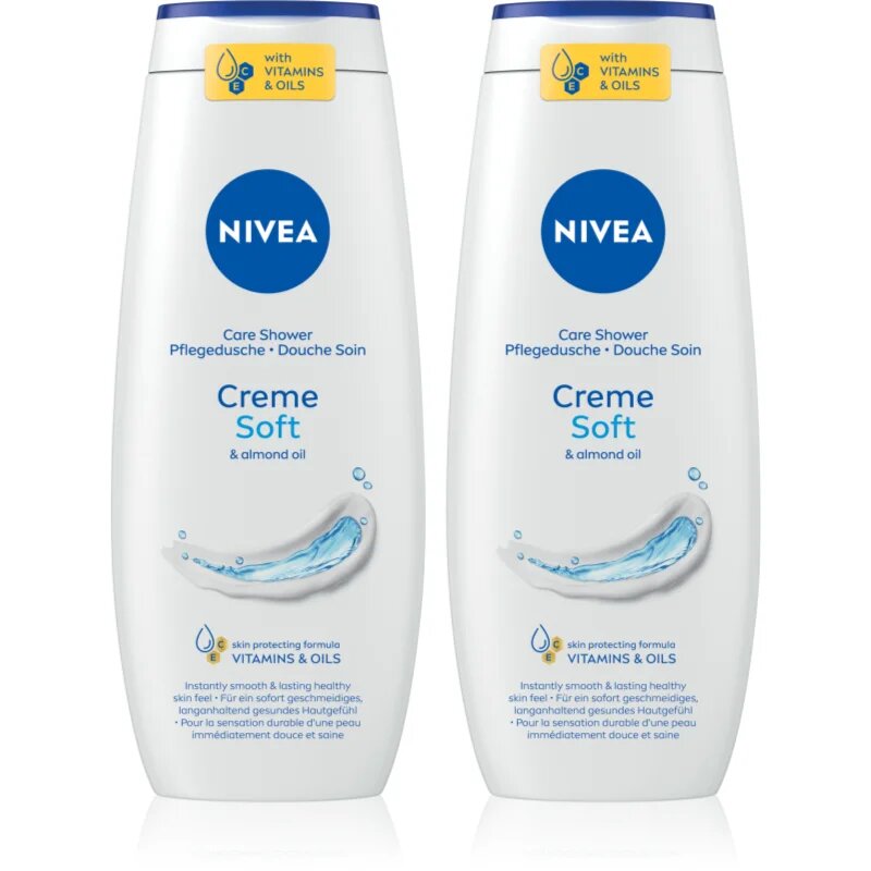 Nivea Creme Soft ápoló tusoló gél takarékos kiszerelés 2 x 500 ml