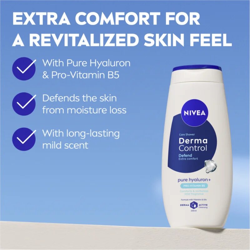 Nivea Derma Control Defend ápoló tusoló gél hialuronsavval 500 ml