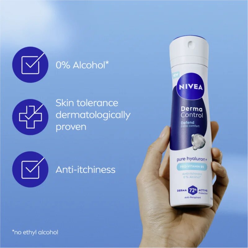 Nivea Derma Control Defend izzadásgátló spray az irritált bőrre 150 ml