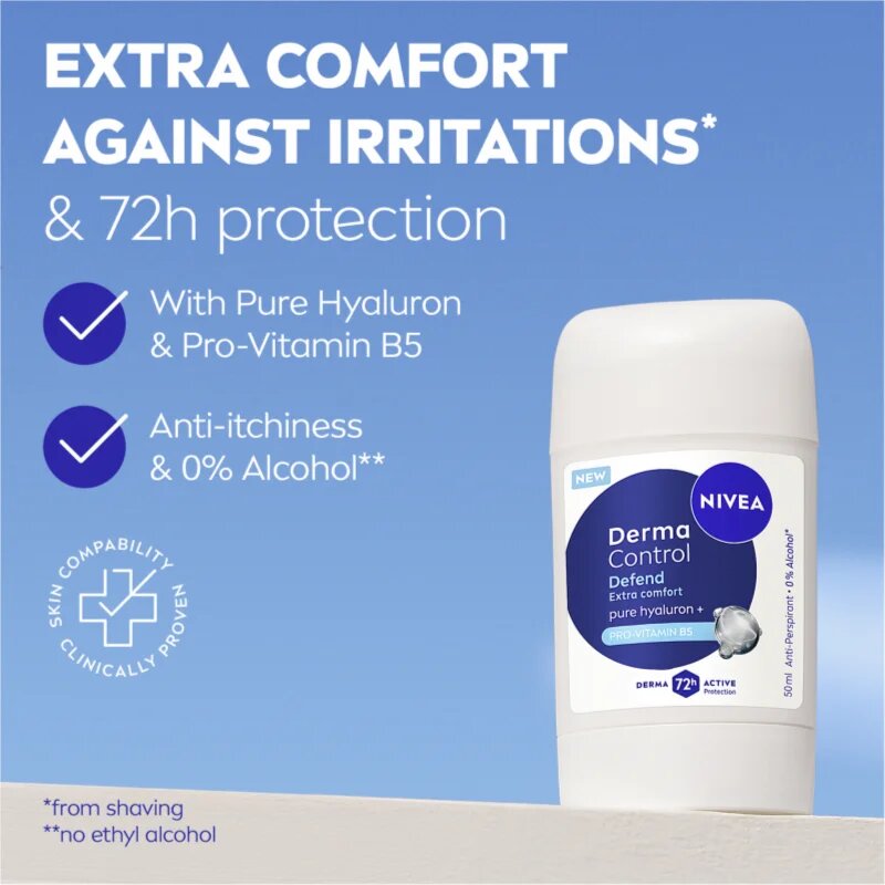 Nivea Derma Control Defend izzadásgátló stift az irritált bőrre 50 ml