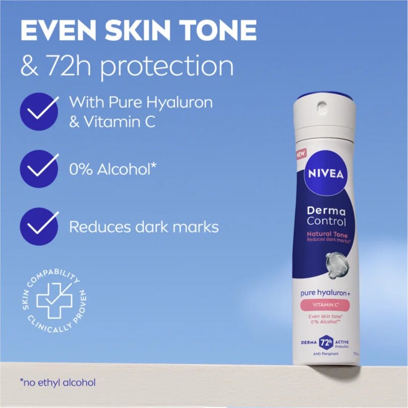 Nivea Derma Control Natural Tone izzadásgátló spray a sötét foltok ellen 150 ml