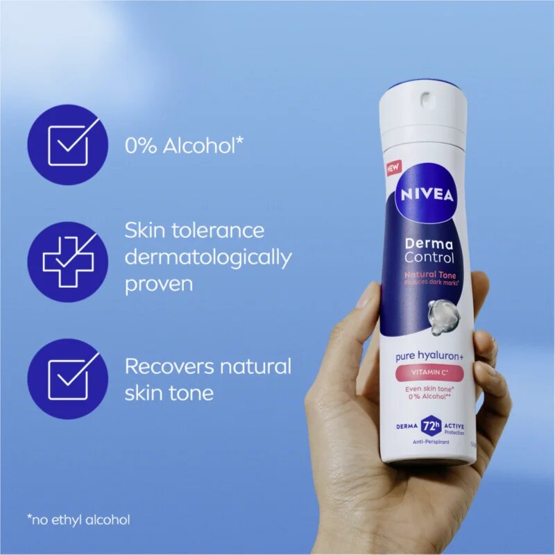 Nivea Derma Control Natural Tone izzadásgátló spray a sötét foltok ellen 150 ml