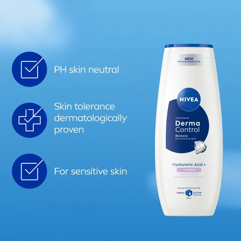 Nivea Derma Control Restore hidratáló tusoló gél hialuronsavval 500 ml