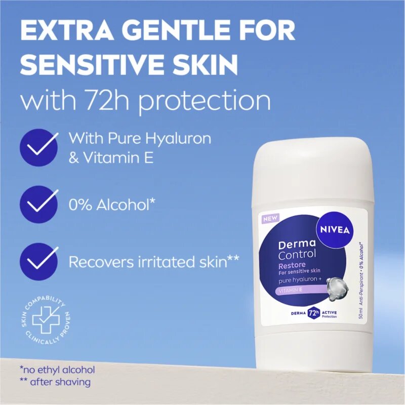 Nivea Derma Control Restore izzadásgátló stift az érzékeny bőrre 50 ml