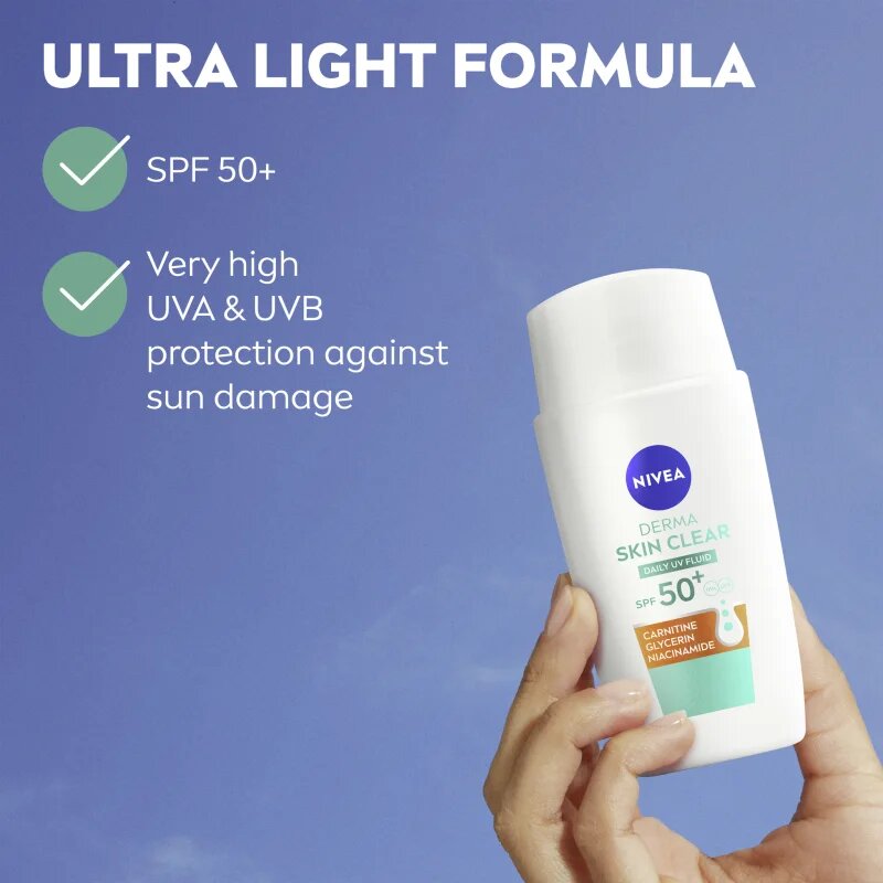 Nivea Derma Skin Clear gyengéd védő folyadék SPF 50+ 40 ml