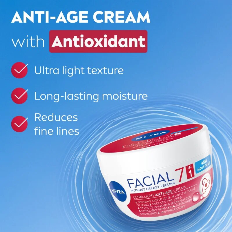 Nivea Facial Anti-Age arckrém a bőröregedés első jeleinek eltüntetésére 7 in 1 100 ml